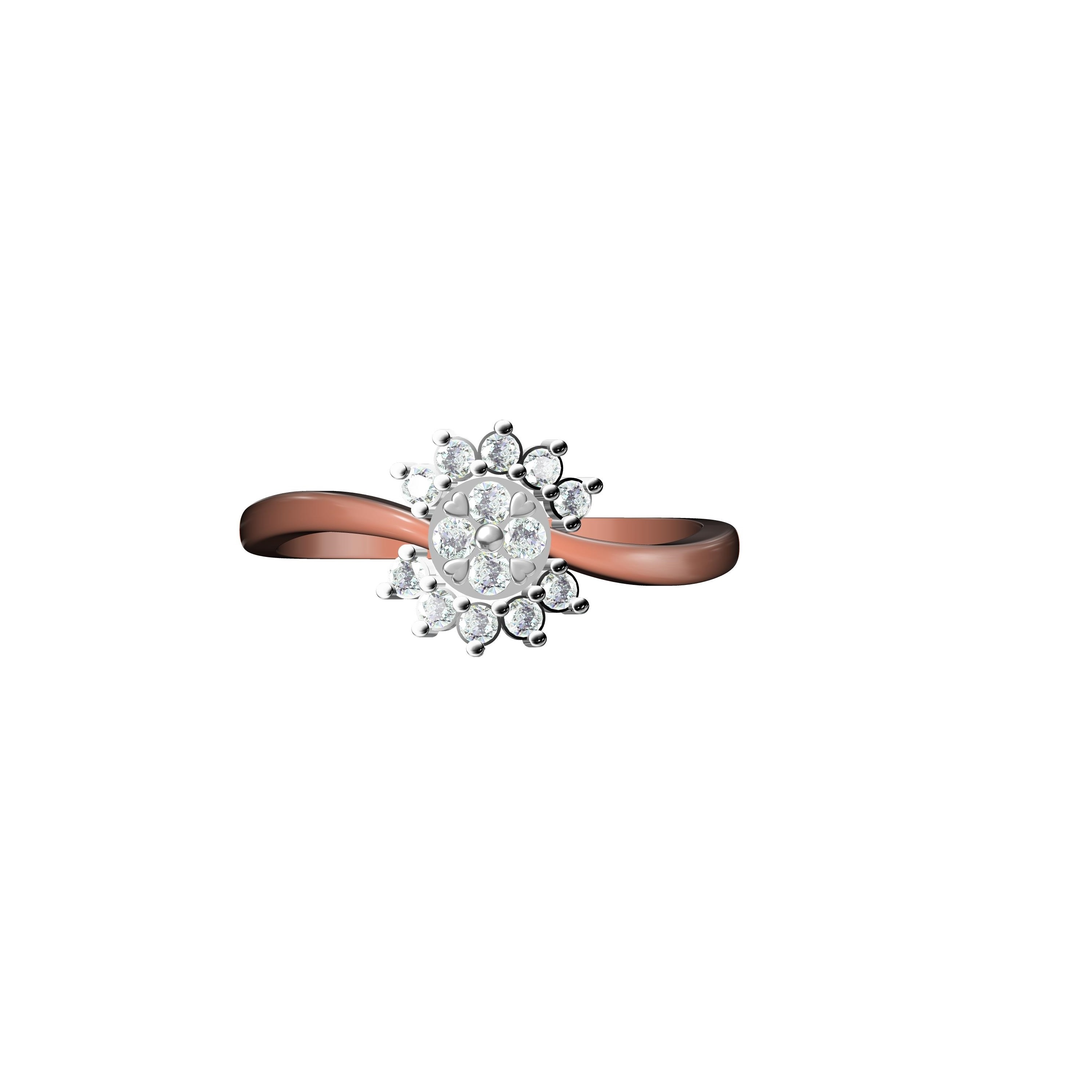Natural Diamond and 14KT Rose Gold Classic Cluster Band for Women